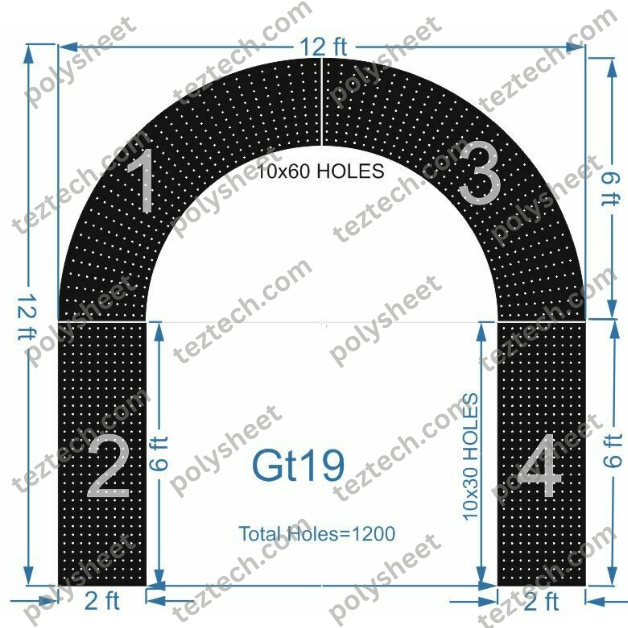 GATE19 Gate 1200 HOLES , 2 FT PILLAR , 10 LED PER LINE