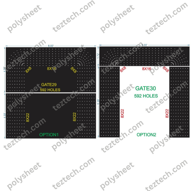 GATE30 Gate 600 HOLES , 1.80 FT PILLAR , 8 LED PER LINE