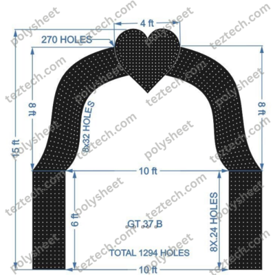 GT37B GATE-37-B 1166 HOLES , 2 FT PILLAR , 8 LED PER LINE
