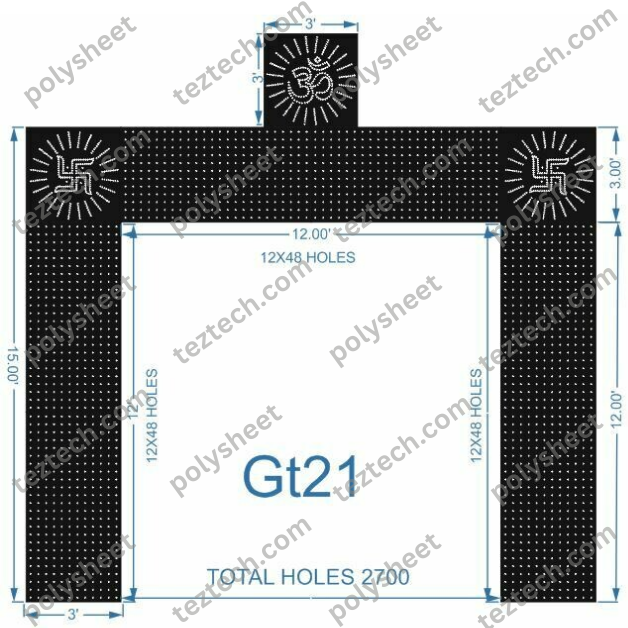 GT21 GATE21 2700 HOLES , 3 FT PILLAR , 12 LED PER LINE
