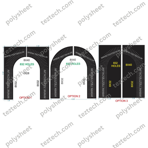 GATE28 Gate 832 HOLES , 1.38 FT PILLAR , 8 LED PER LINE