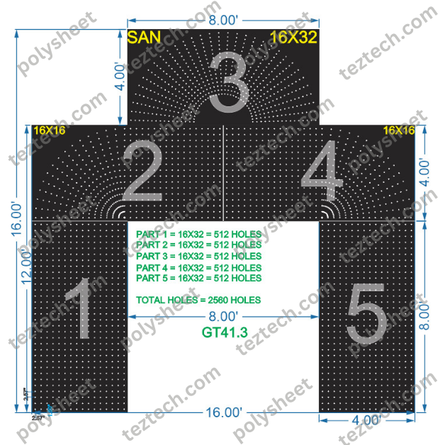 GT41.3 GATE41 16X32 2560 HOLES , 4 FT PILLAR