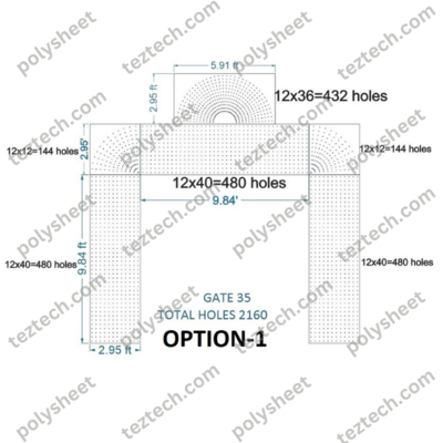 GT35 GATE35 2160 HOLES , 2.95 FT PILLAR , 12 LED PER LINE