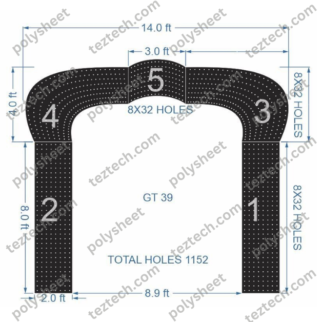 GT39 GATE-39  1152 HOLES , 2 FT PILLAR , 8 LED PER LINE