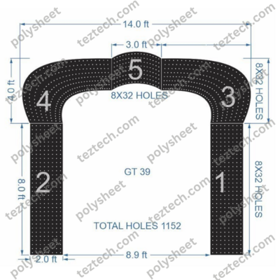 GT39 GATE-39  1152 HOLES , 2 FT PILLAR , 8 LED PER LINE