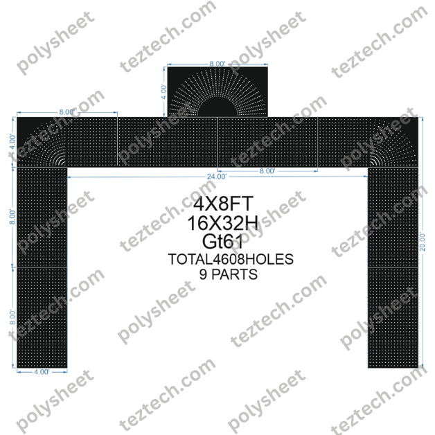 GT61 16X32 4608HOLES 9PARTS