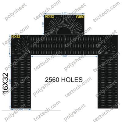 GT60 GATE60 2560HOLES , 3 FT PILLAR , 16 LED PER LINE