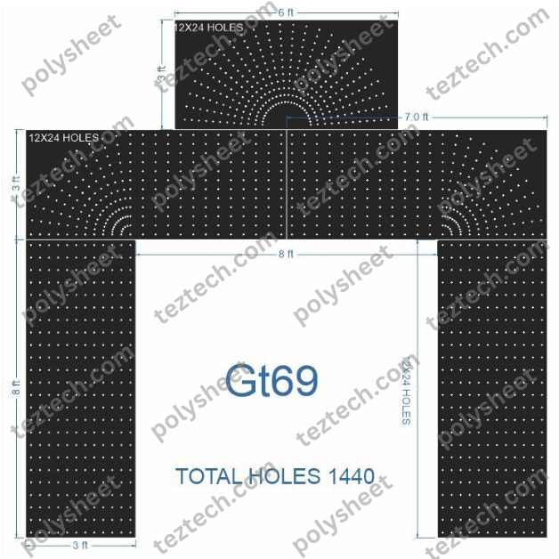 GT69 GATE69 1440HOLES , 12LED PER LINE (5PARTS)