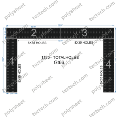 GT66 GATE66 1120 HOLES , 8LED PER LINE (4PARTS)