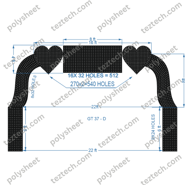 GT37D GATE-37-D 1948 HOLES , 2 FT PILLAR , 8 LED PER LINE