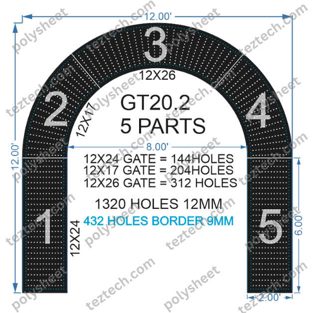 GT20.2 12X12FT 1750 HOLES 5PARTS