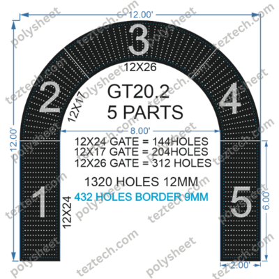 GT20.2 12X12FT 1750 HOLES 5PARTS