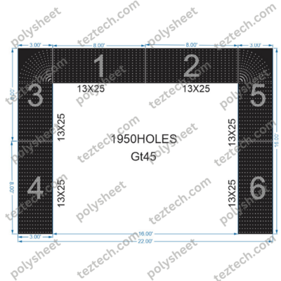 GT45 GATE45 1950 HOLES , 8 FT PILLAR ,13 LED PER LINE