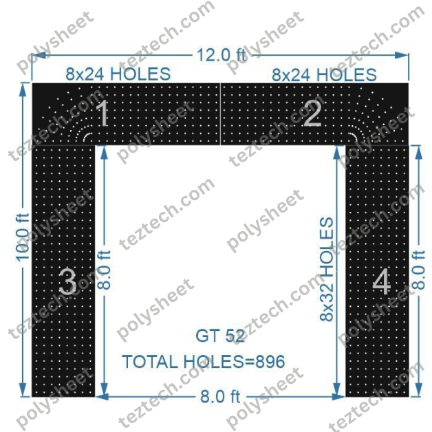 GT52 GATE52 896 HOLES , 2 FT PILLAR , 8 LED PER LINE