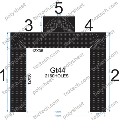 GT44 GATE44 2160 HOLES , 12 FT PILLAR ,12 LED PER LINE