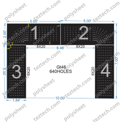 GT46 GATE45 640 HOLES , 5 FT PILLAR ,8 LED PER LINE