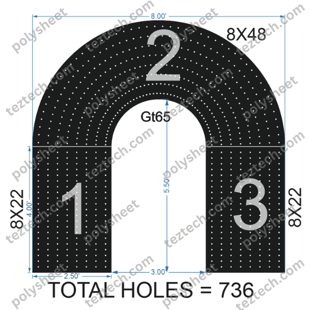 GT65 GATE65 736 HOLES , 8LED PER LINE