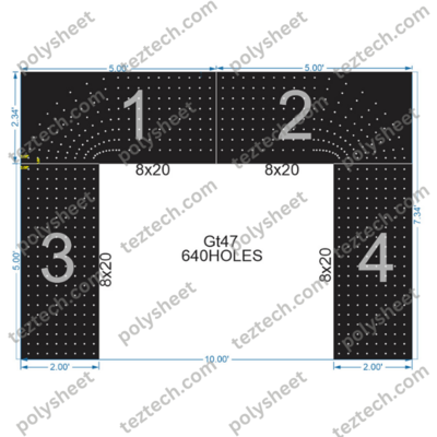 GT47 GATE45 640 HOLES , 5 FT PILLAR ,8 LED PER LINE