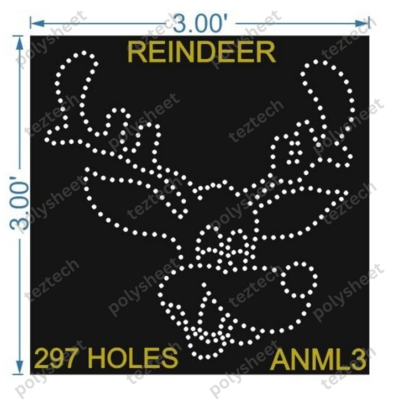 ANML3 REINDEER 3X3FT 297 HOLES