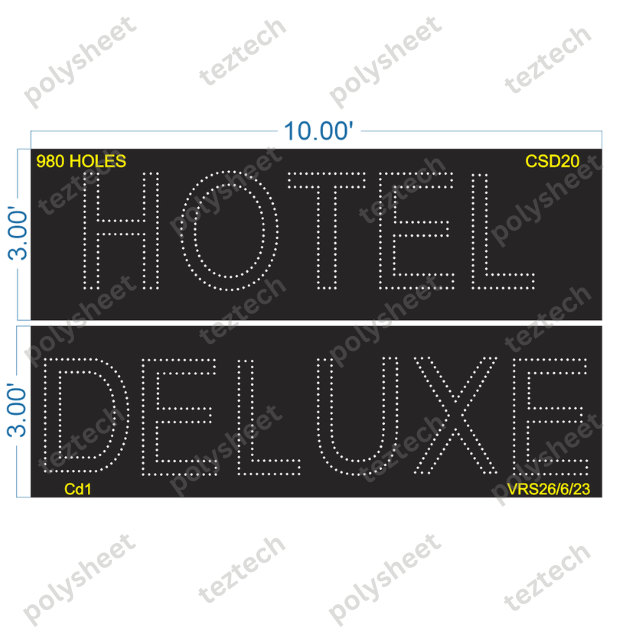 CSD20   HOTEL DELUX  6X10 FEET 980HOLES IN 2 PARTS