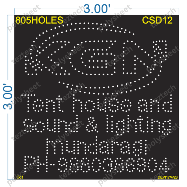 CSD12 SHOP NAME  3X3 FEET 805HOLES