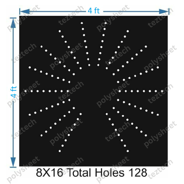 TFCR2	4X4 FEET 8X16 HOLES DEGREE CIRCLE TOTAL HOLES=128