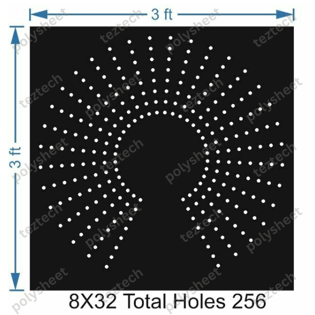 TFCR30	4X4 FEET 8X32 HOLES DEGREE CIRCLE TOTAL HOLES=256