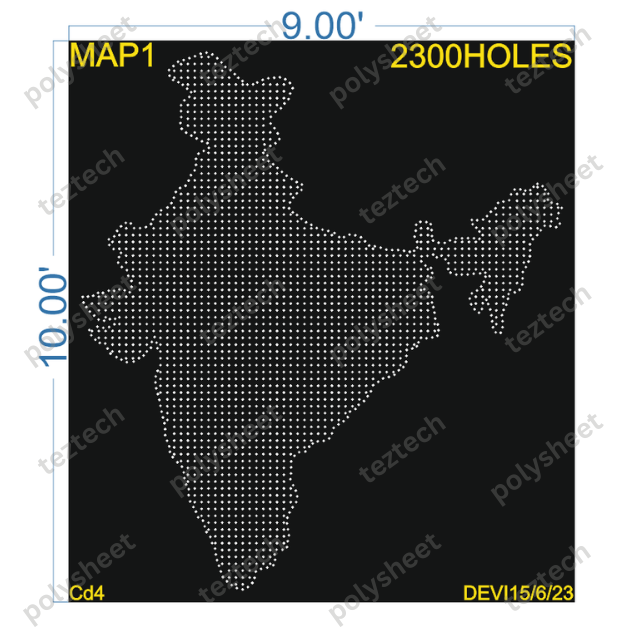 MAP1 INDIA FLAG 9X10FEET 2300HOLES IN 3PARTS