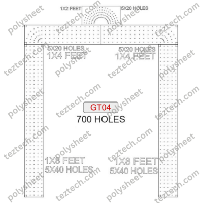 GT04 GATE 700 HOLES , 1 FT PILLAR , 5 LED PER LINE