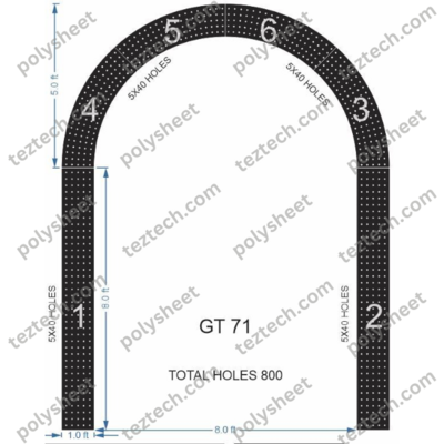 GT71 GATE 800 HOLES , 1 FT PILLAR , 5 LED PER LINE