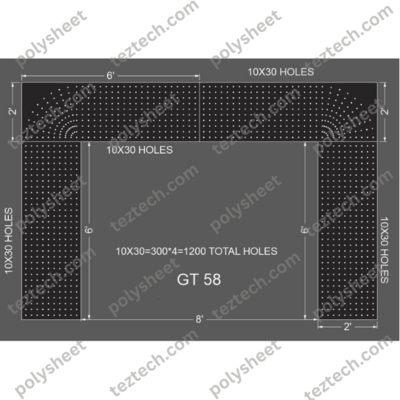 GT58 GATE58 1200HOLES , 2 FT PILLAR , 10 LED PER LINE