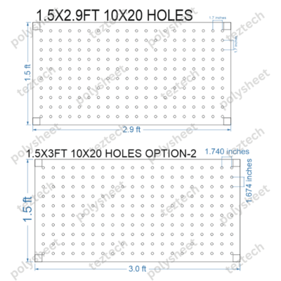 SCR58 1.5X3 FEET 10X20 HOLES SCREEN TOTAL HOLES=200