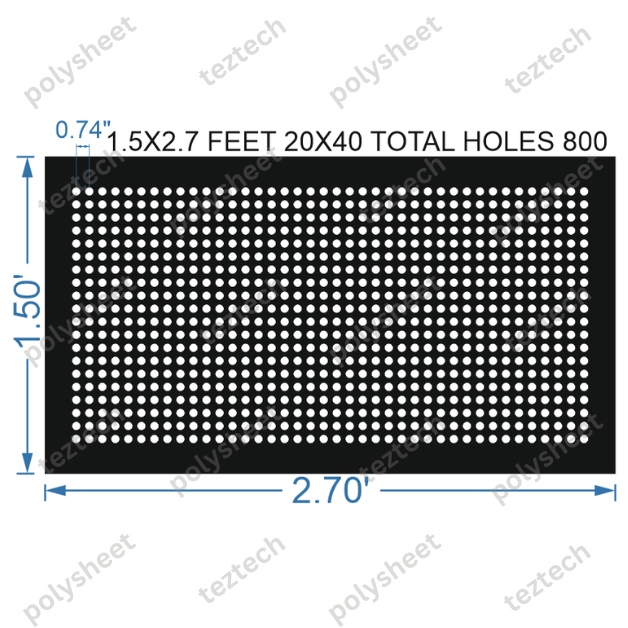 SCR350	1.5X2.7 FEET 20X40 HOLES SCREEN TOTAL HOLES=800