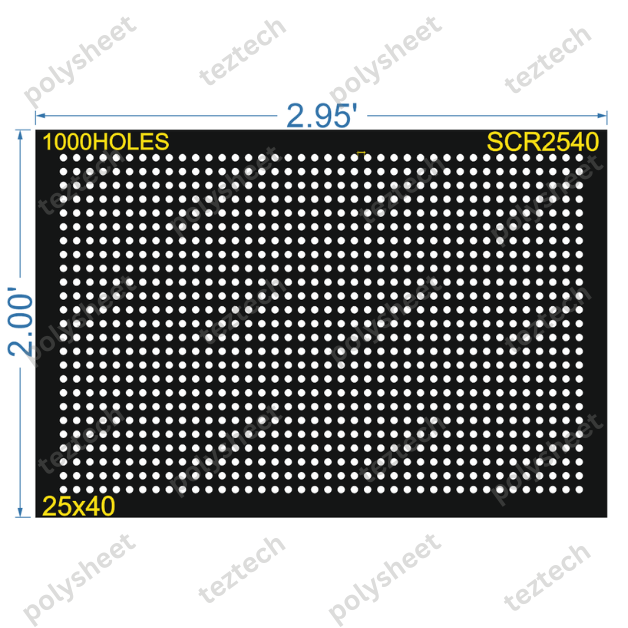 SCR393	2X2.95 FEET 25X40 HOLES SCREEN TOTAL HOLES=1000 (0.39&quot; GAPE)