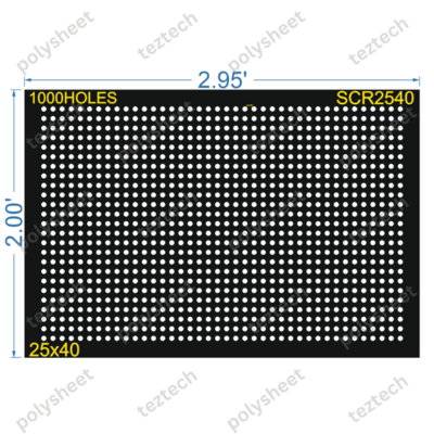 SCR393	2X2.95 FEET 25X40 HOLES SCREEN TOTAL HOLES=1000 (0.39&quot; GAPE)