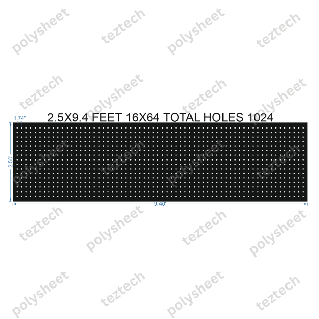SCR334 2.5X9.4 FEET 16X64 HOLES SCREEN TOTAL HOLES=1024