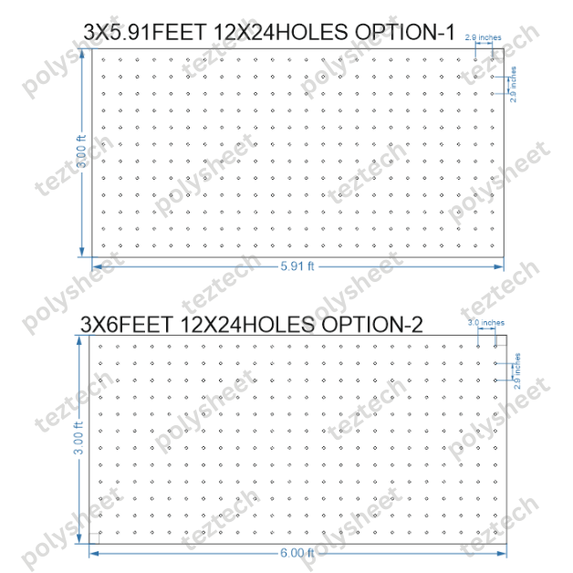 SCR411 	3X6 FEET 12X24 HOLES SCREEN TOTAL HOLES=288 3&quot; FRAMING