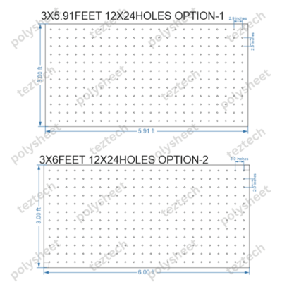 SCR411 	3X6 FEET 12X24 HOLES SCREEN TOTAL HOLES=288 3&quot; FRAMING