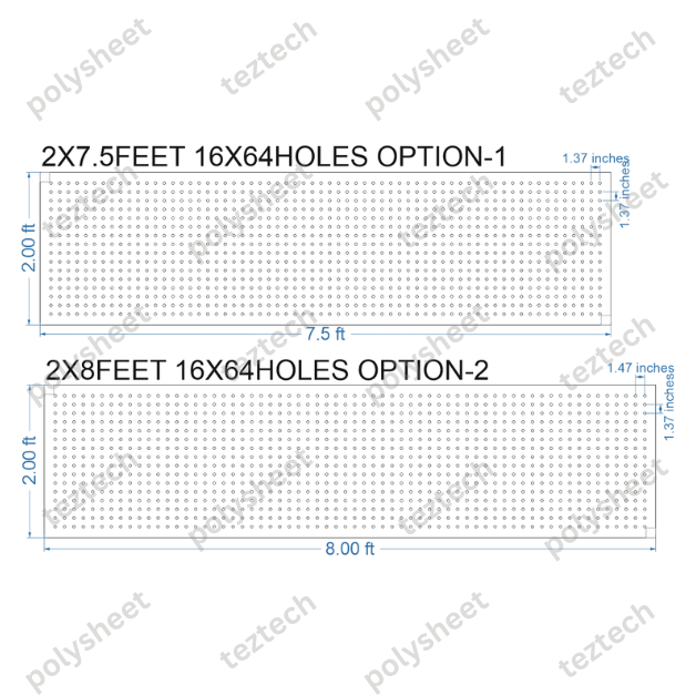 SCR385	 2X8 FEET 16X64 HOLES SCREEN TOTAL HOLES=1024