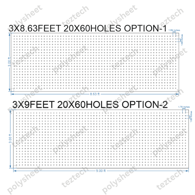SCR145 3X9 FEET 20X60 HOLES SCREEN TOTAL HOLES=1200