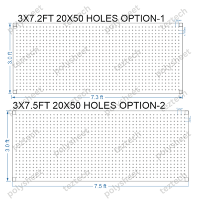 SCR147 3X7.5 FEET 20X50 HOLES SCREEN TOTAL HOLES=1000