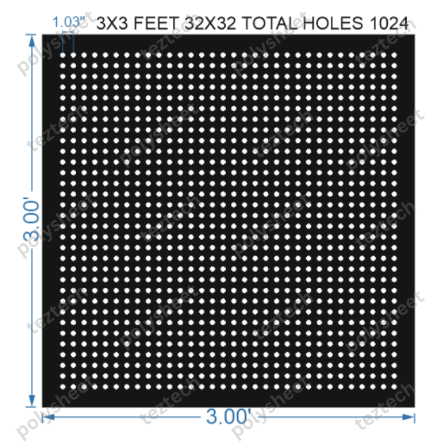 SCR160 3X3 FEET 32X32 HOLES SCREEN TOTAL HOLES=1024