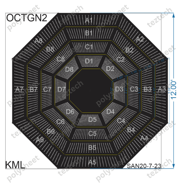 OCTGN2 OCTAGON 12X12 FEET - 10X20 HOLES TRIANGLE IN TRIANGLE X 12 = TOTAL 6400 HOLES