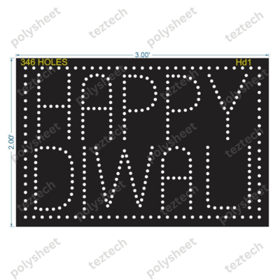 HD1  HAPPY DIWALI  2X3 FEET   346 HOLES