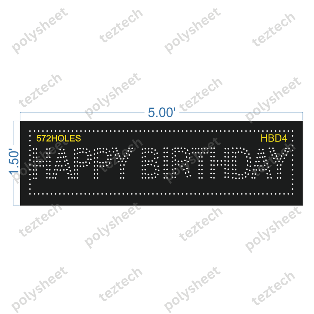 HBD4  HAPPY BIRTHDAY  1.5X5  572 HOLES