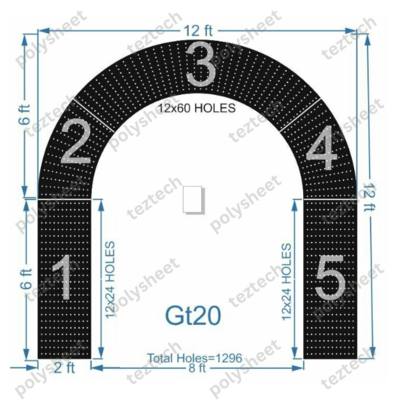 GATE20 Gate 1296 HOLES , 2 FT PILLAR , 12 LED PER LINE