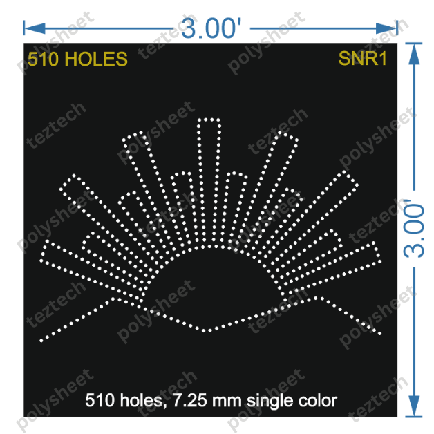 SNR1  SUN RAYS  3X3 FT  510 HOLES