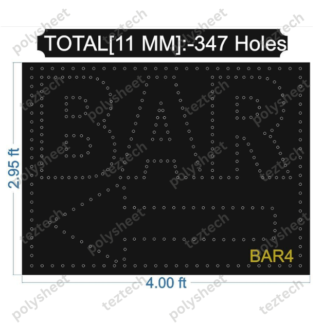 BAR4 BAR 4X2.95FT 347 HOLES