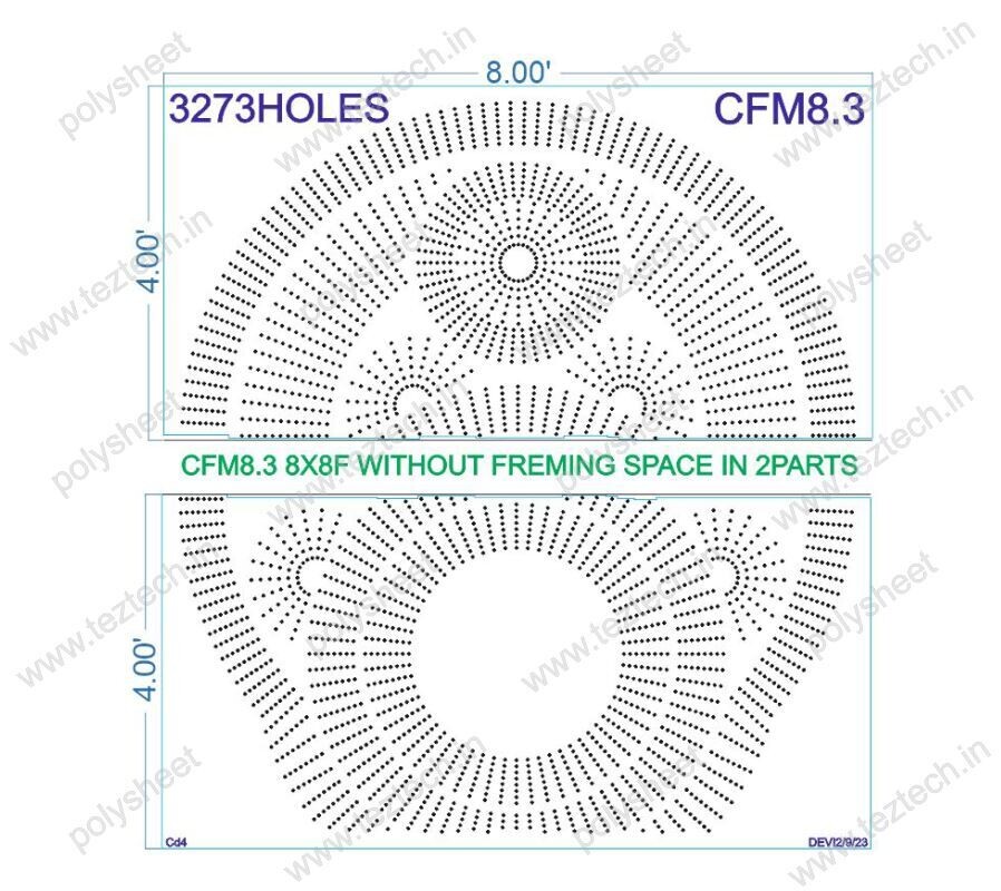 CFM8.3  CHAKRI FOR MURTI 8X8 FEET  3273HOLES WITHOUT FREMING SPACE