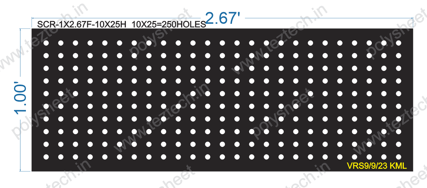 SCR141	1X2.67 FEET 10X25 HOLES SCREEN TOTAL HOLES=250